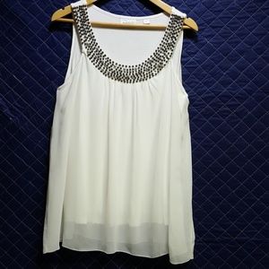 Avenue beaded neck blouse